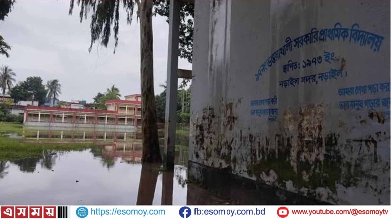 নড়াইলের ভওয়াখালী সরকারি স্কুল মাঠটি ৭ মাস জলাবদ্ধ থাকে।