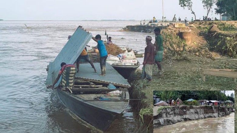 গত ৫ বছরে কুড়িগ্রামে নদী  ভাঙ্গনে বাস্তুহারা ১১ হাজার পরিবা
